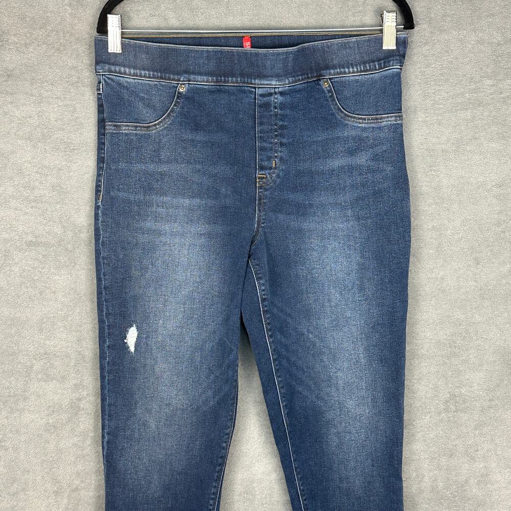 Spanx Jeans Womens Extra Large Blue Pullon Stretch Skinny Ankle Raw Hem Slimming - Picture 2 of 14